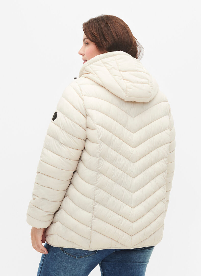 Letv&aelig;gts jakke med h&aelig;tte, Beige, Model image number 2