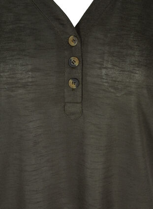 Kortærmet t-shirt med knapper , Khaki , Packshot image number 2