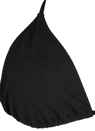 Trekants bikini bh med crepe struktur, Black, Packshot image number 2