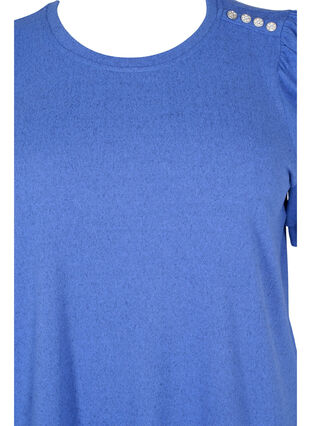 Bluse med korte pufærmer, Dazzling Blue Mel., Packshot image number 2