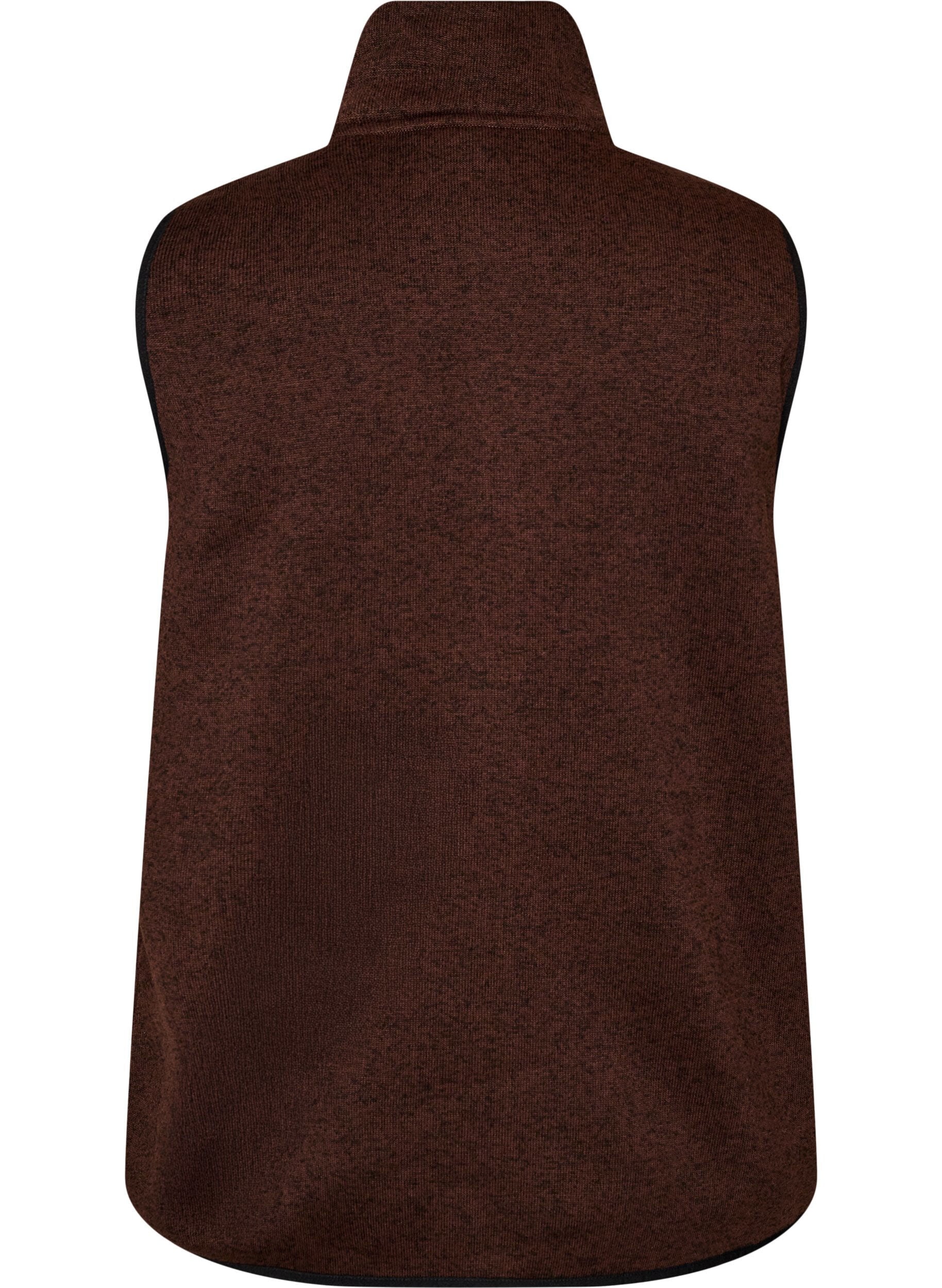ZizziVest med h&oslash;j hals og lynl&aring;s, Brun, Packshot image number 1