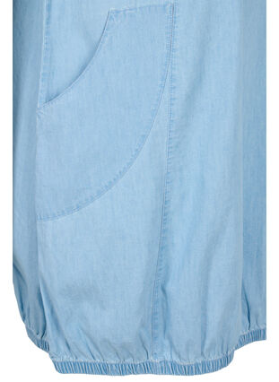 Kortærmet denimkjole med lommer, Light blue denim, Packshot image number 3