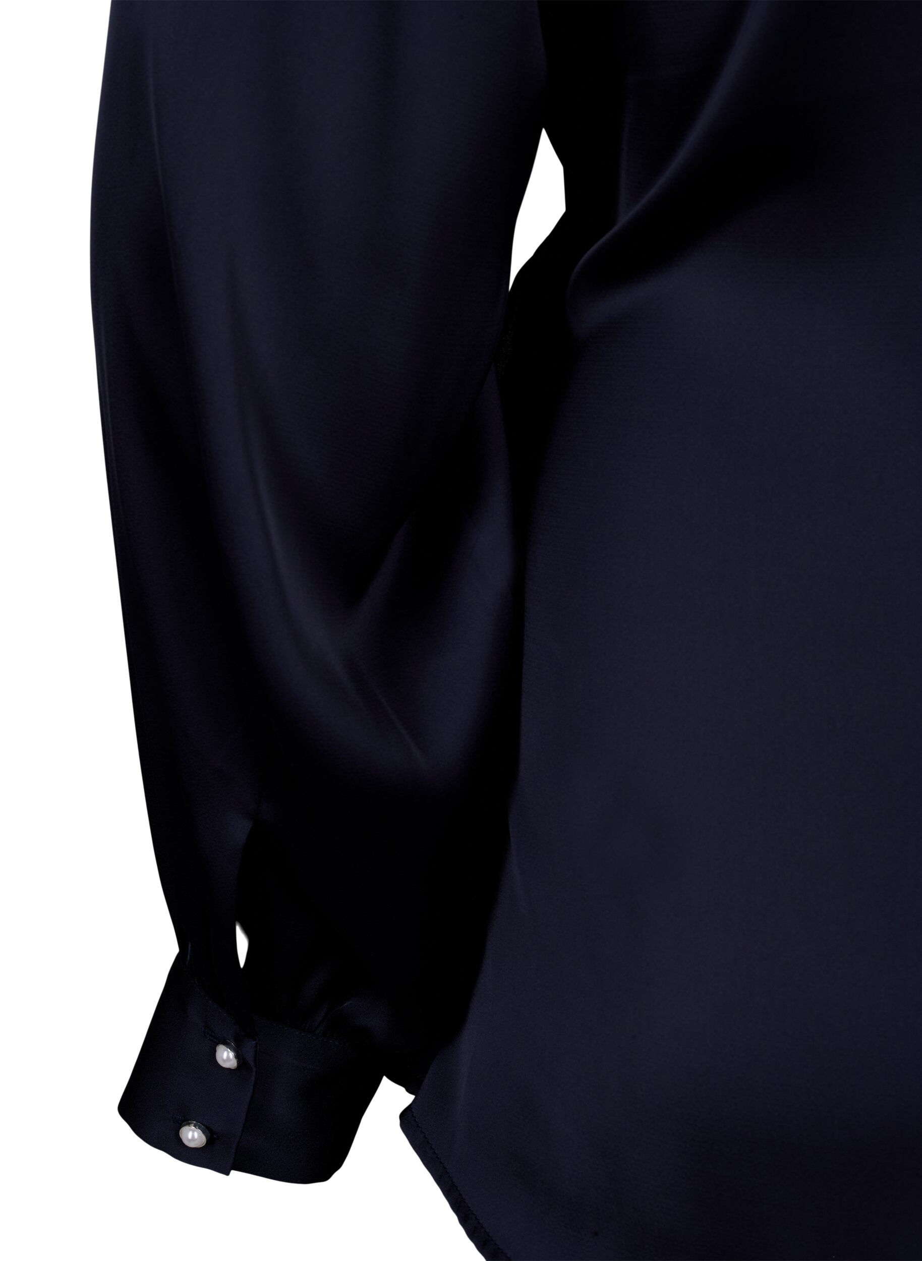 Zizzi Festbluse i satin med wrap, Night Sky, Packshot image number 4