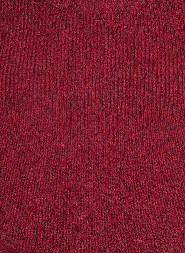 Meleret strikbluse med rund hals, R&oslash;d, Packshot image number 2