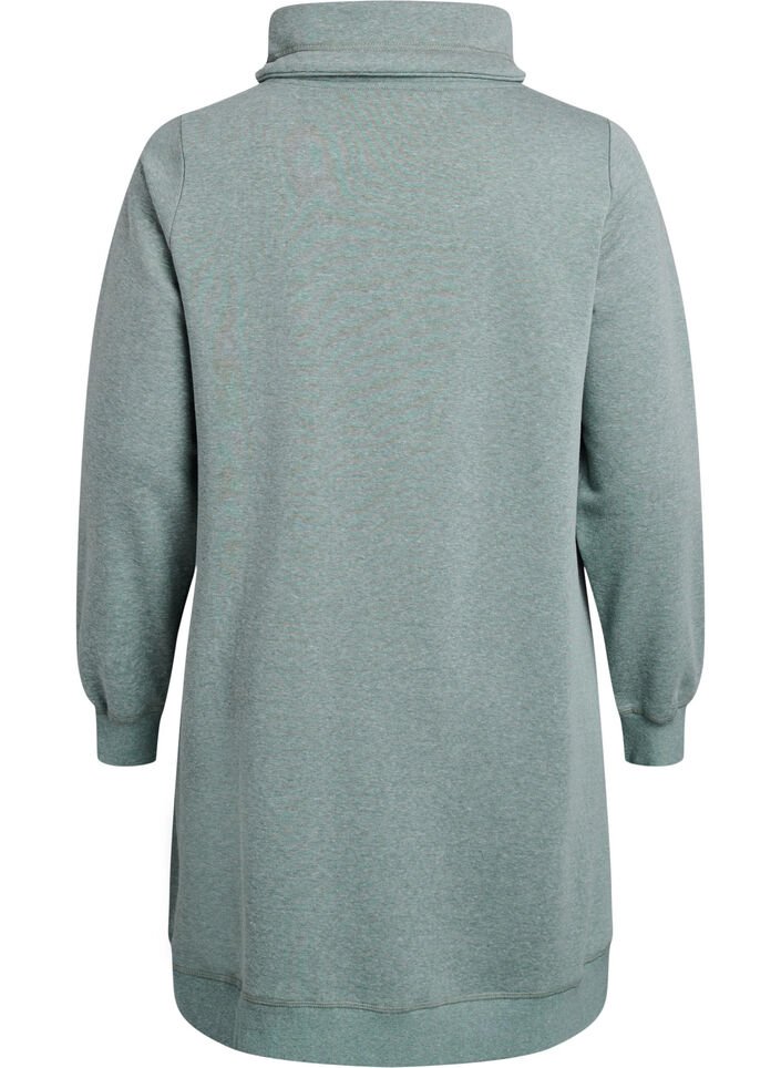 Kort sweatkjole med h&oslash;j krave og lommer, Gr&oslash;n, Packshot image number 1