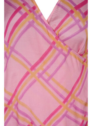 Ternet viskose kjole med wrap, Pink Check, Packshot image number 2