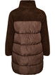 Mellemlang pufferjakke med teddyfleece, Brun, Packshot image number 1