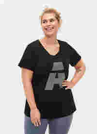 Trænings t-shirt med print, Black w. stripe A, Model
