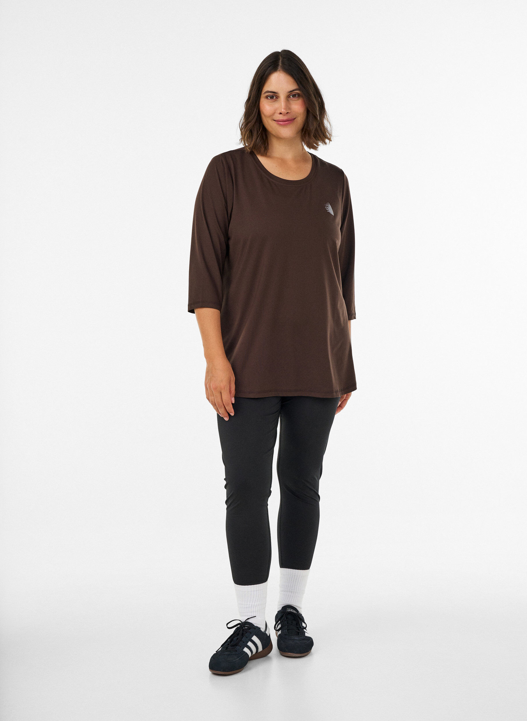 ZizziTr&aelig;ningsbluse med 3/4 &aelig;rmer, Brun, Model image number 1