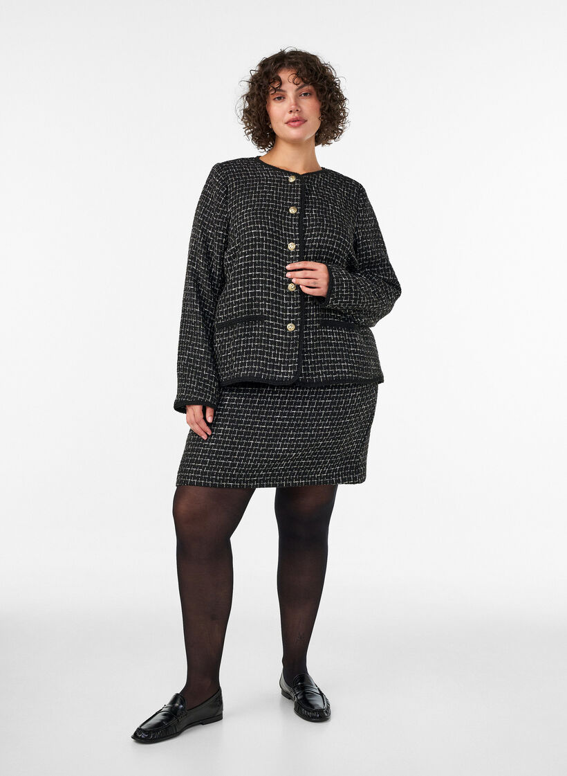 Kort nederdel i boucl&eacute;, Sort, Model image number 1