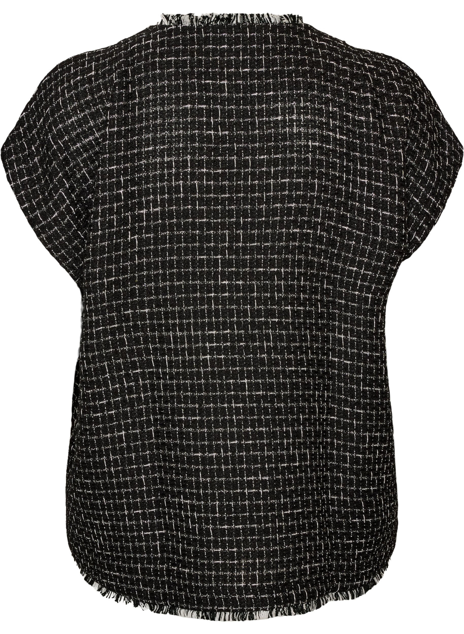 ZizziTernet vest med dekorative knapper, Sort, Packshot image number 1