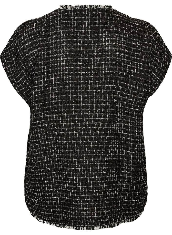 Ternet vest med dekorative knapper, Sort, Packshot image number 1