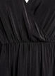 Midikjole med wrap-look og smockærmer, Sort, Packshot image number 2