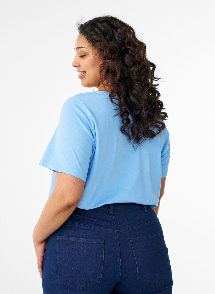 T-shirt med V-hals, Bl&aring;, Model image number 2