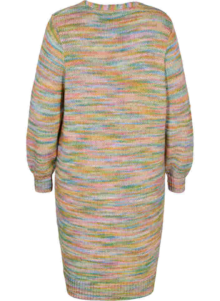 Lang mønstret strik cardigan i bomuldsblanding, Multi Color, Packshot image number 1