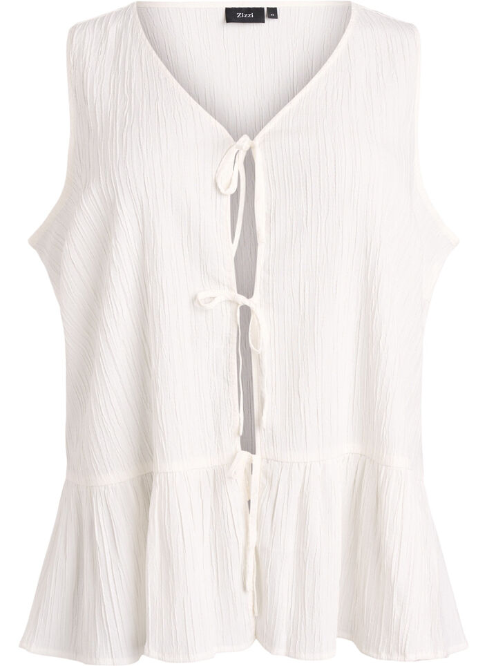&AElig;rmel&oslash;s bluse med struktur og sl&oslash;jfelukning, Vanilla, Packshot image number 0