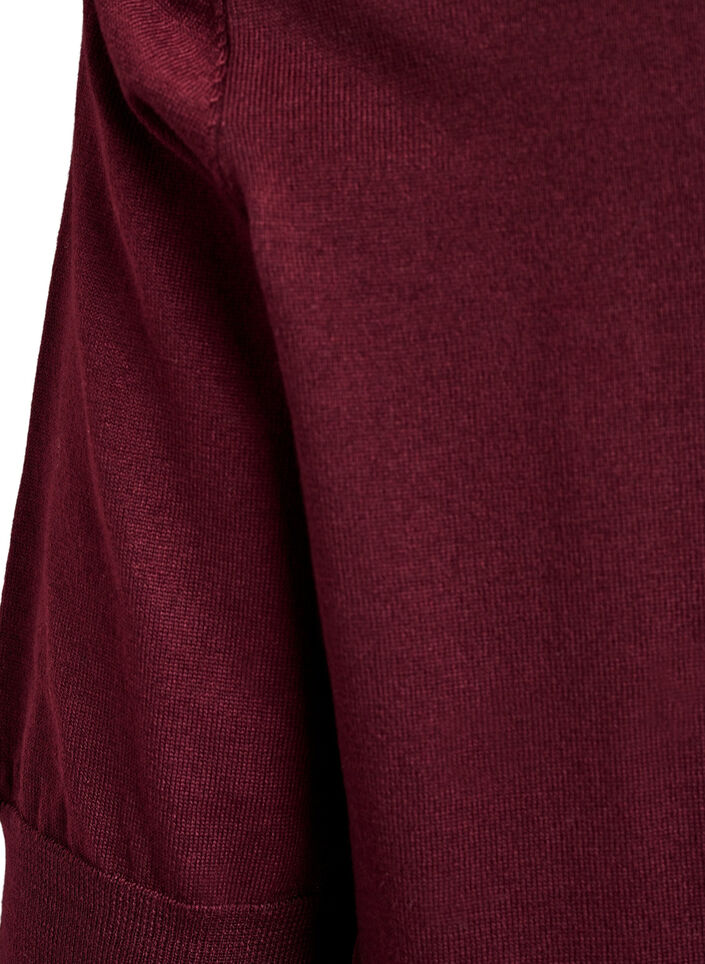 Finstrikket bluse med korte &aelig;rmer, R&oslash;d, Packshot image number 3