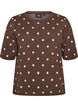 Kort&aelig;rmet strikbluse med prikker, Brun, Packshot image number 0