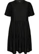 Kort kjole med hulm&oslash;nster og lagdelt sk&oslash;rt, Sort, Packshot image number 0