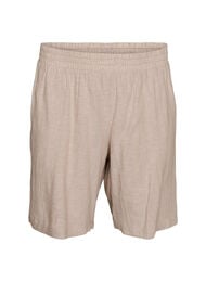 Shorts i h&oslash;r og viskose med h&oslash;j talje, Beige
