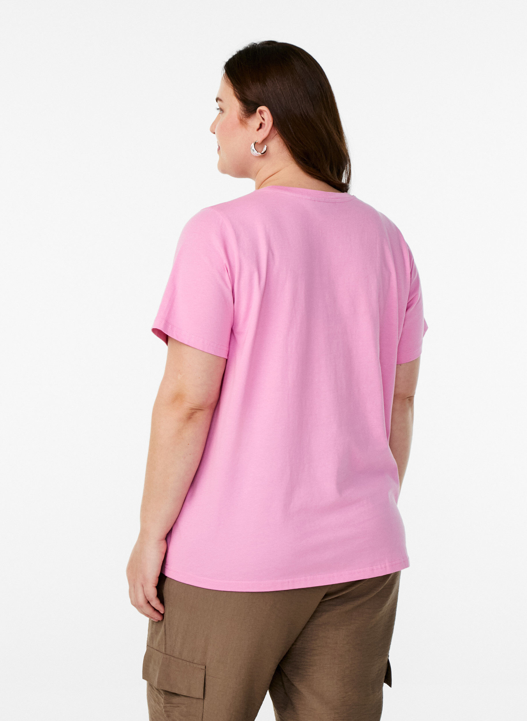 Zizzi T-shirt med brystlomme, Lyser&oslash;d, Model image number 2