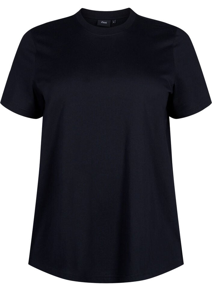 Basis t-shirt i bomuld med rund hals , Sort, Packshot image number 0