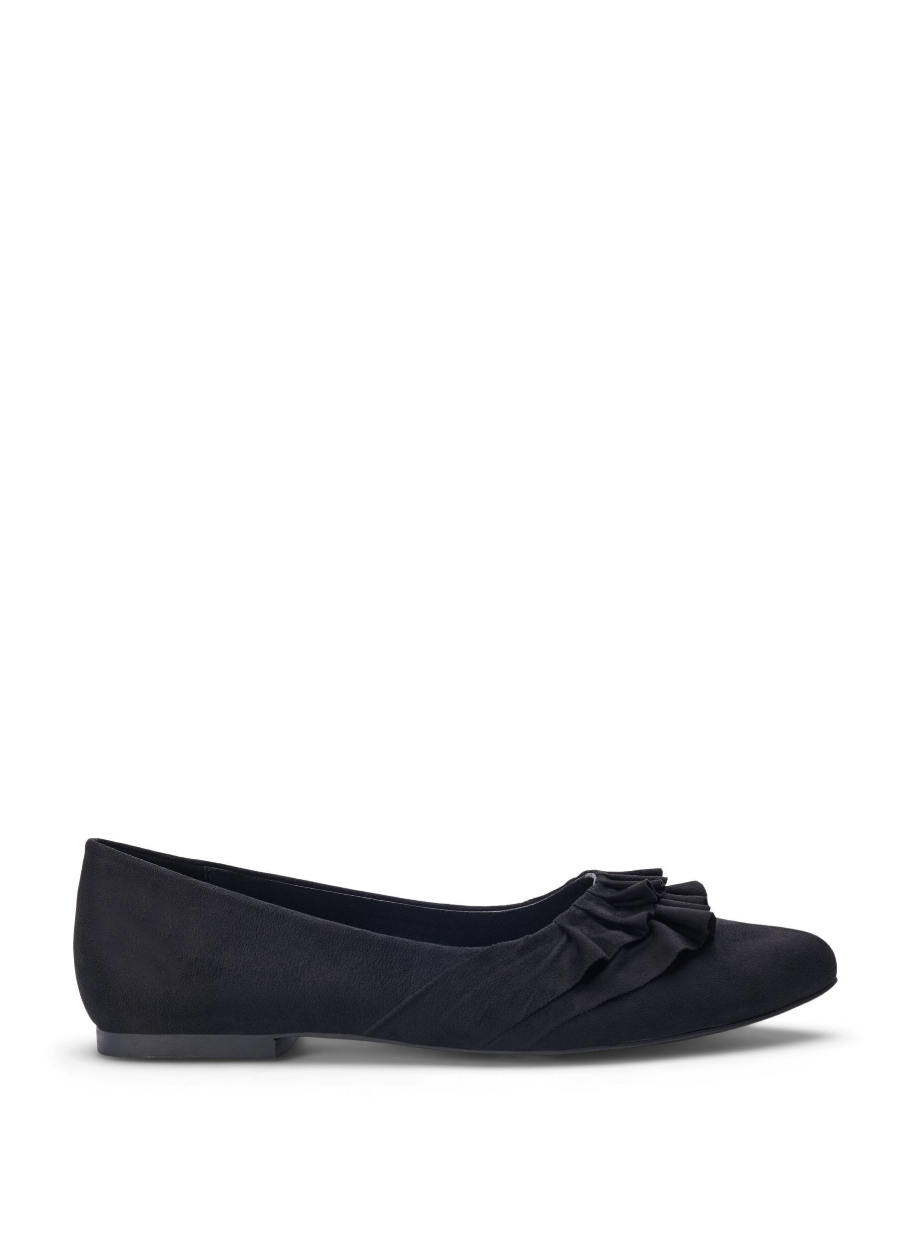 Zizzi Wide fit ballerina med fl&aelig;ser, Black, Packshot image number 0