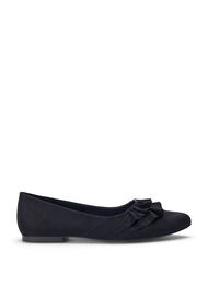 Wide fit ballerina med flæser, Black