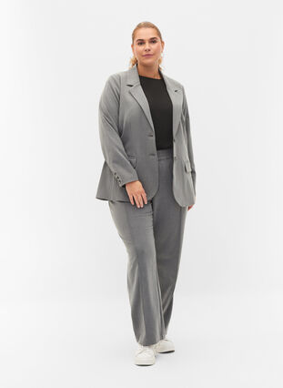 Simpel blazer med lommer, Medium Grey Melange, Model image number 3