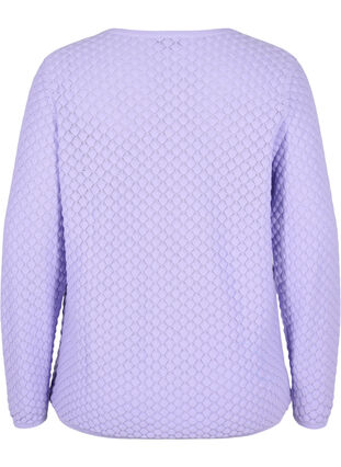 Mønstret strikbluse med v-hals, Lavender, Packshot image number 1