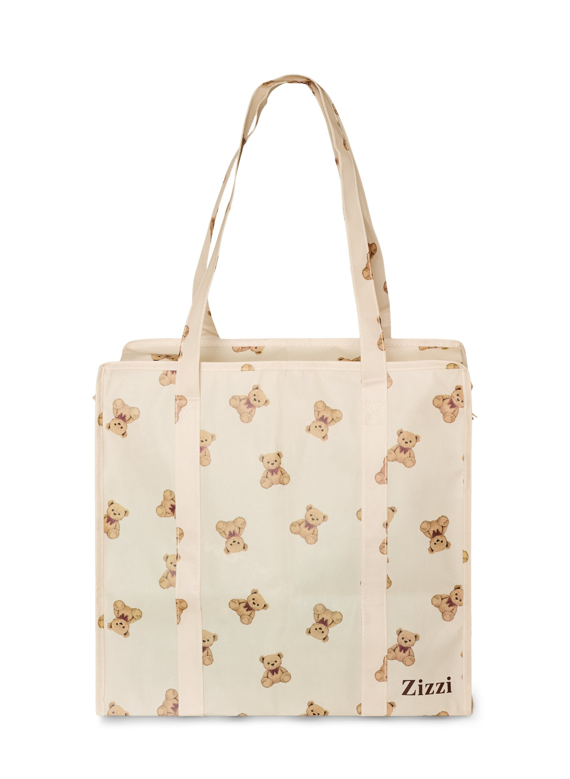 ZizziShoppingbag med lynl&aring;s, Beige, Packshot image number 1