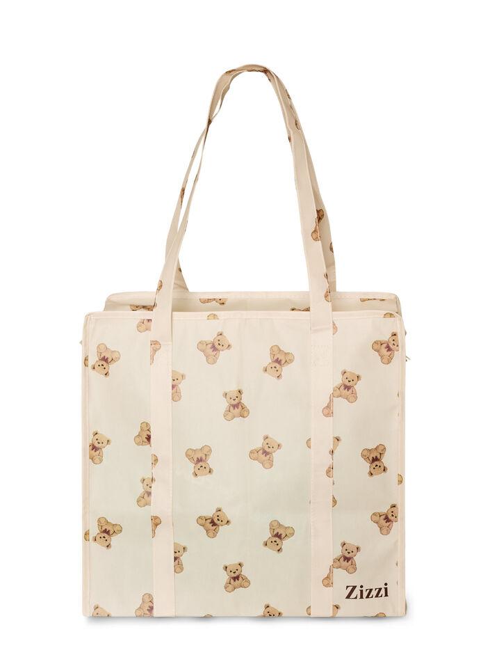 Shoppingbag med lynl&aring;s, Beige, Packshot image number 1
