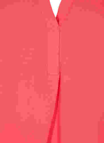 Kortærmet bluse med v-udskæring, Hibiscus, Packshot image number 2