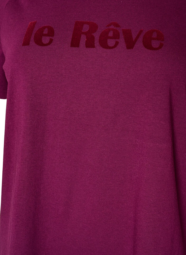 T-shirt i &oslash;kologisk bomuld med velourtekst, Lilla, Packshot image number 2