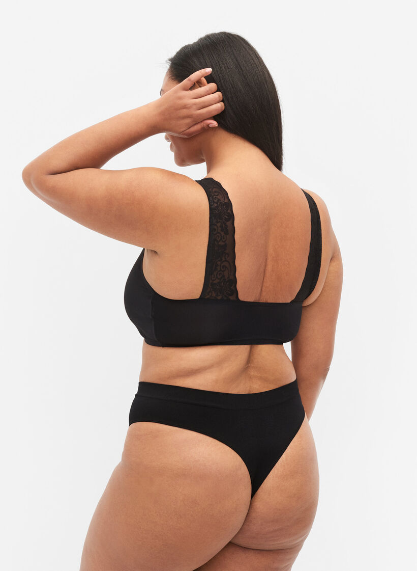 2-pak basis g-streng med regulær talje, Black, Model image number 1