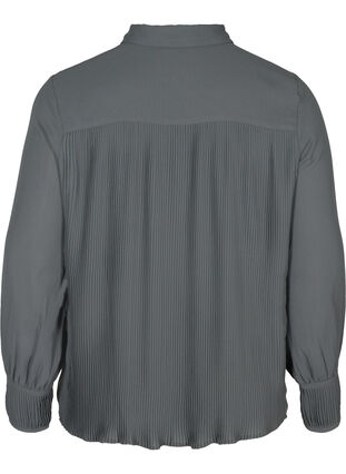 Skjorte med plissé og perleknapper, Asphalt, Packshot image number 1