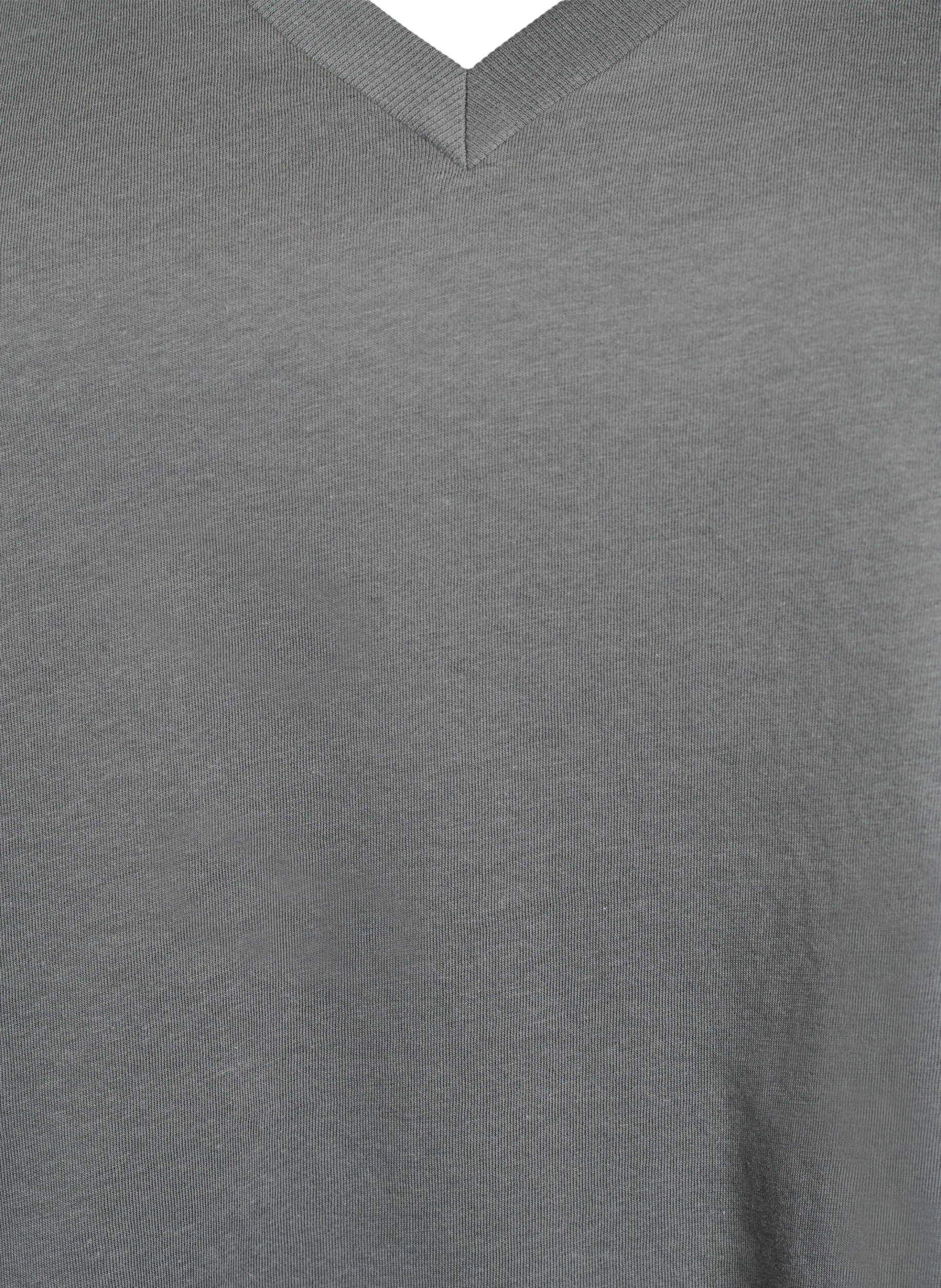 Zizzi Basis t-shirt i bomuld med V-hals, Gr&oslash;n, Packshot image number 2