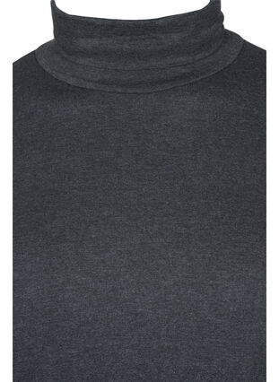 Basis bluse med rullekrave, Dark Grey Melange, Packshot image number 2