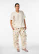 Skjortebluse med albuelange &aelig;rmer og blomster detaljer, Beige, Model image number 1