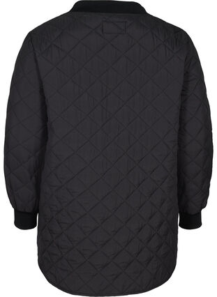 Kort quiltet jakke med lommer, Black, Packshot image number 1