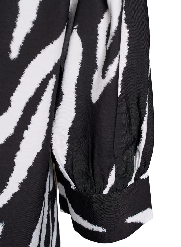 Bluse med smock og lange &aelig;rmer, Sort, Packshot image number 3
