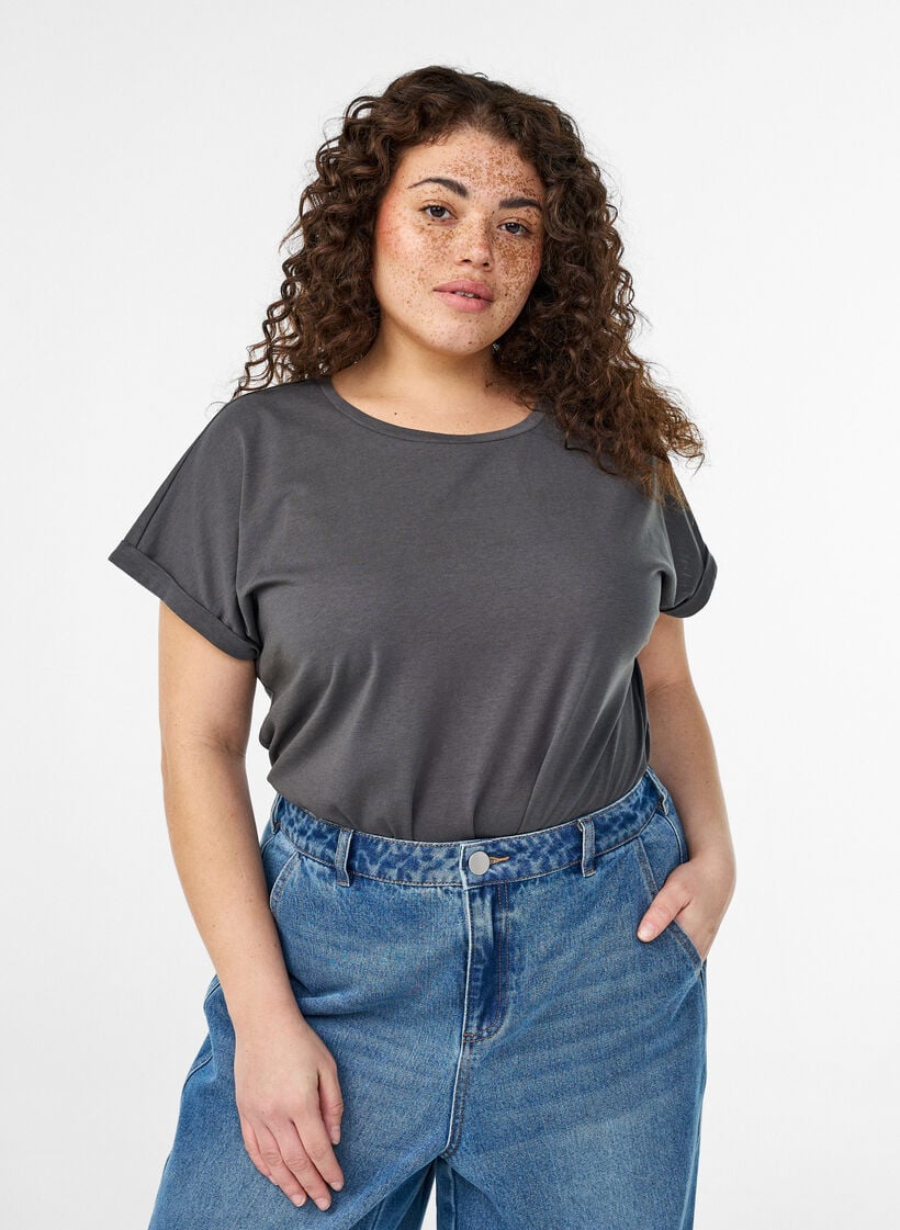 Kort&aelig;rmet t-shirt i bomuldsblanding, Gr&aring;, Model image number 0