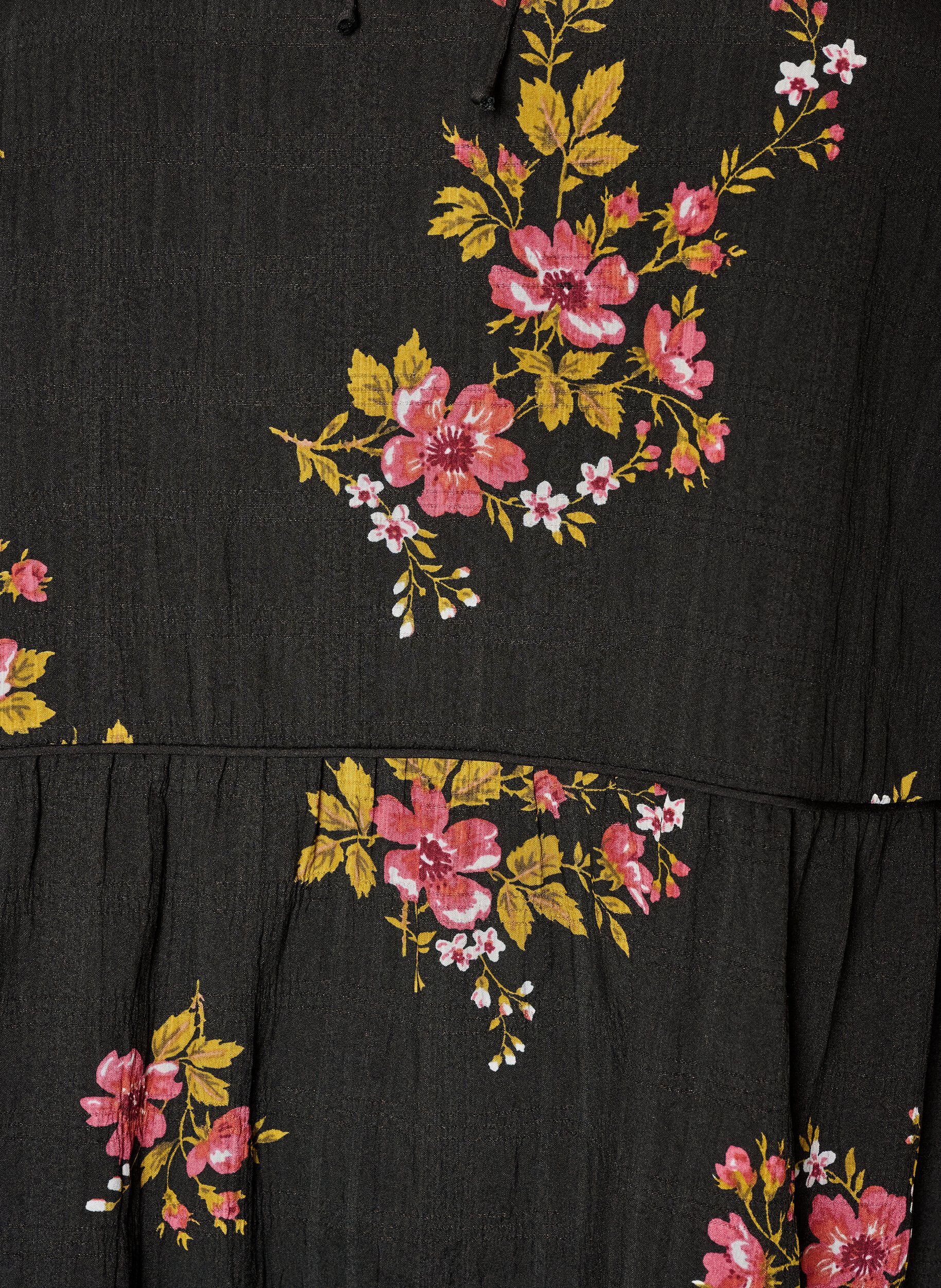 ZizziKjole med blomsterprint og bindeb&aring;nd, Sort, Packshot image number 2