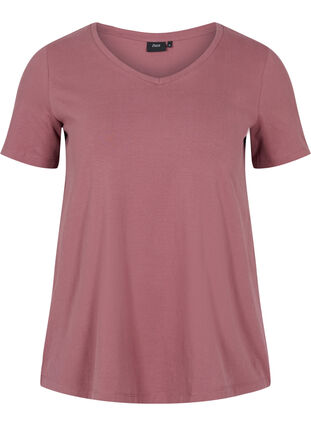Basis t-shirt med v-hals, Rose Taupe, Packshot image number 0