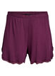 L&oslash;se natshorts med ribstruktur og blondekant, M&oslash;rk Bordeaux, Packshot image number 0