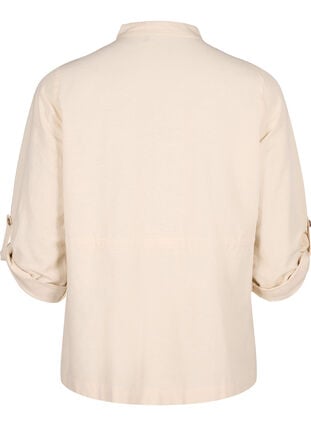 Skjorte i hørblend med lommer, Sandshell, Packshot image number 1