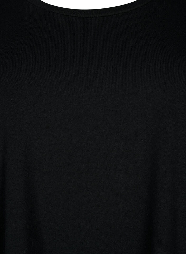 Basis bomulds t-shirt med 3/4 &aelig;rmer, Sort, Packshot image number 2