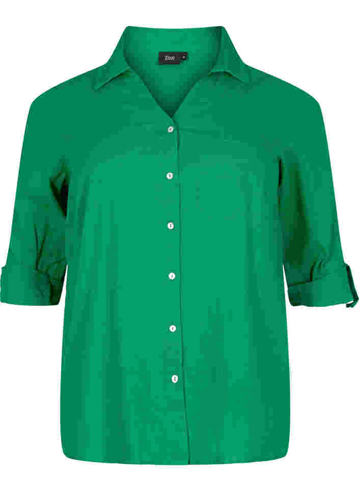 Skjortebluse med knaplukning, Jolly Green, Packshot image number 0