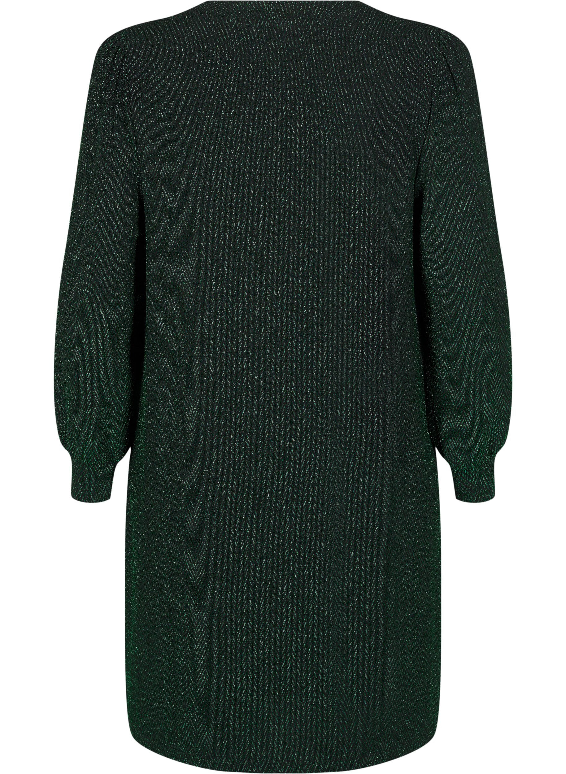 Zizzi Kjole med zigzag m&oslash;nster og glimmer, Scarab ZigZagShimmer, Packshot image number 1