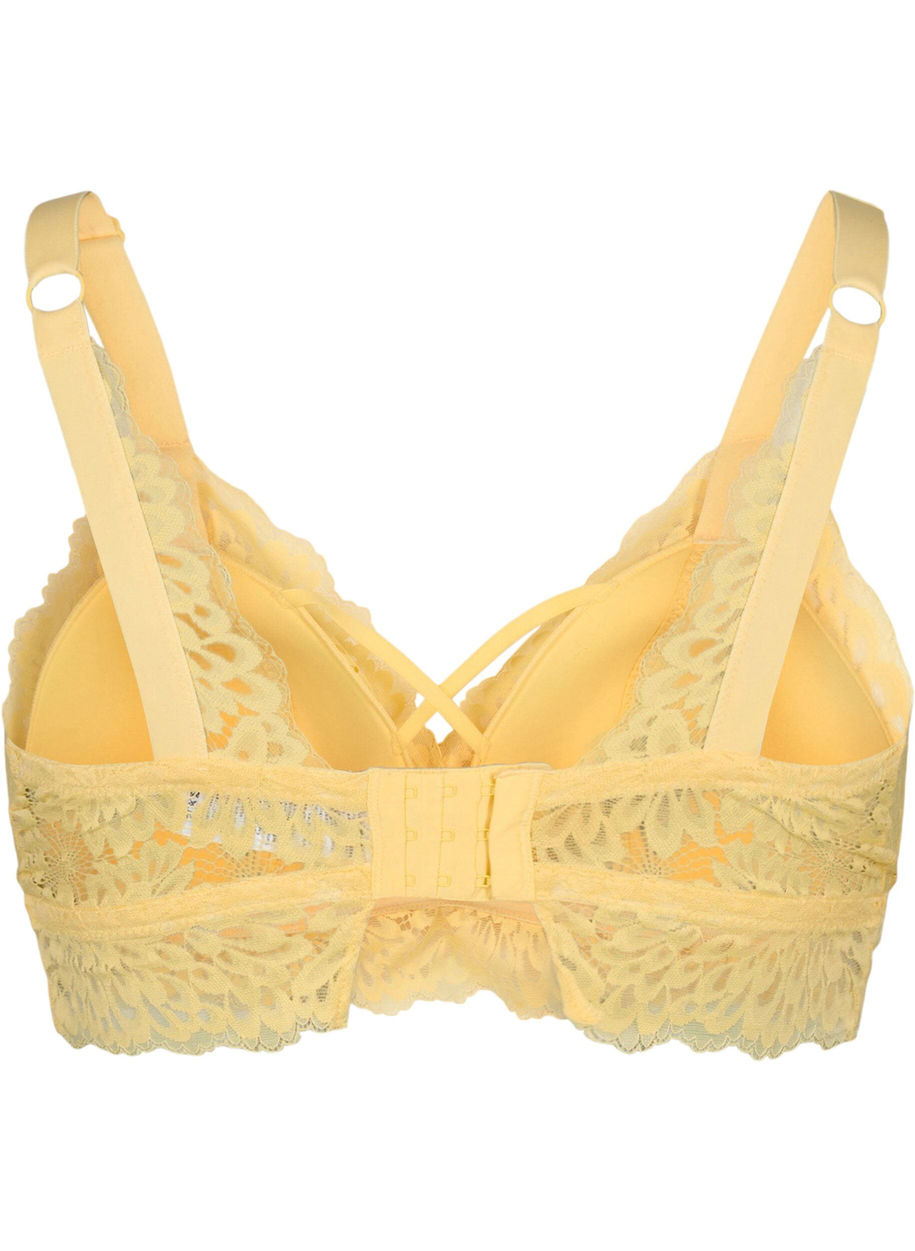 Zizzi Bralette med stringdetalje og bl&oslash;d vattering, Pale Banana ASS, Packshot image number 1